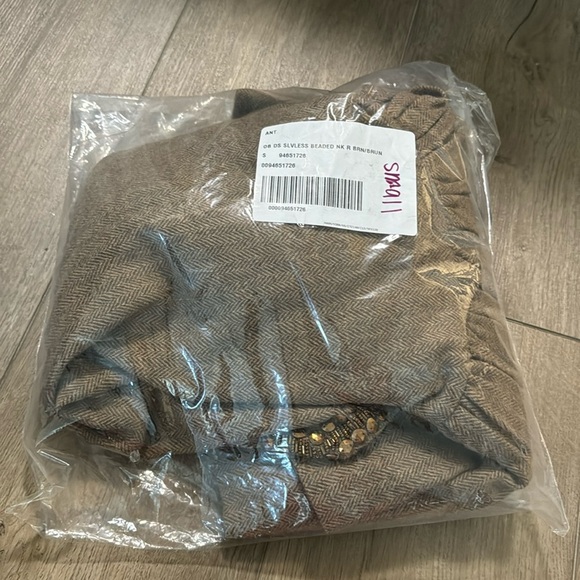 NWT! By Anthropologie Brown Beaded Keyhole Sleeveless Mini Dress - Multiple 🥐 - Picture 5 of 9